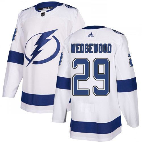 Adidas Tampa Bay Lightning Men 29 Scott Wedgewood White Road Authentic Stitched NHL Jersey